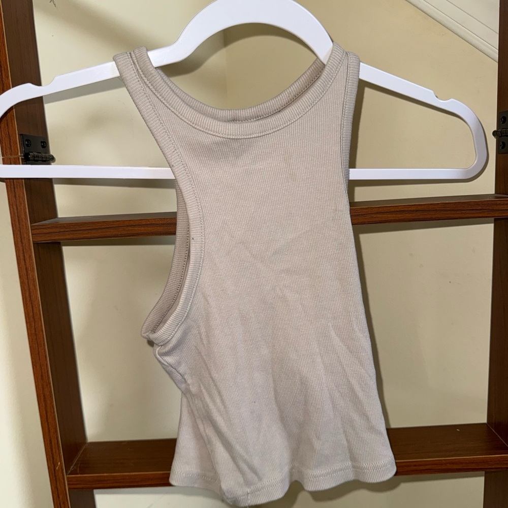 H&M Ribbed Racerback Tank Top - Beige